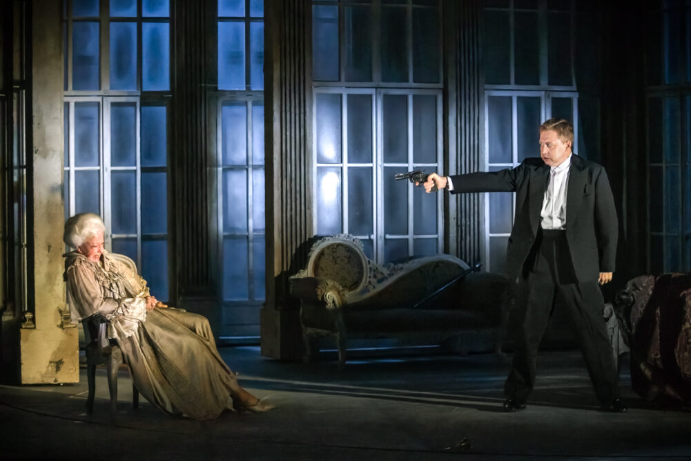 Josephine Barstow (The Countess); Eduard Martynyuk (Herman) - The Queen of Spades - The Grange Festival - Photo © Craig Fuller}