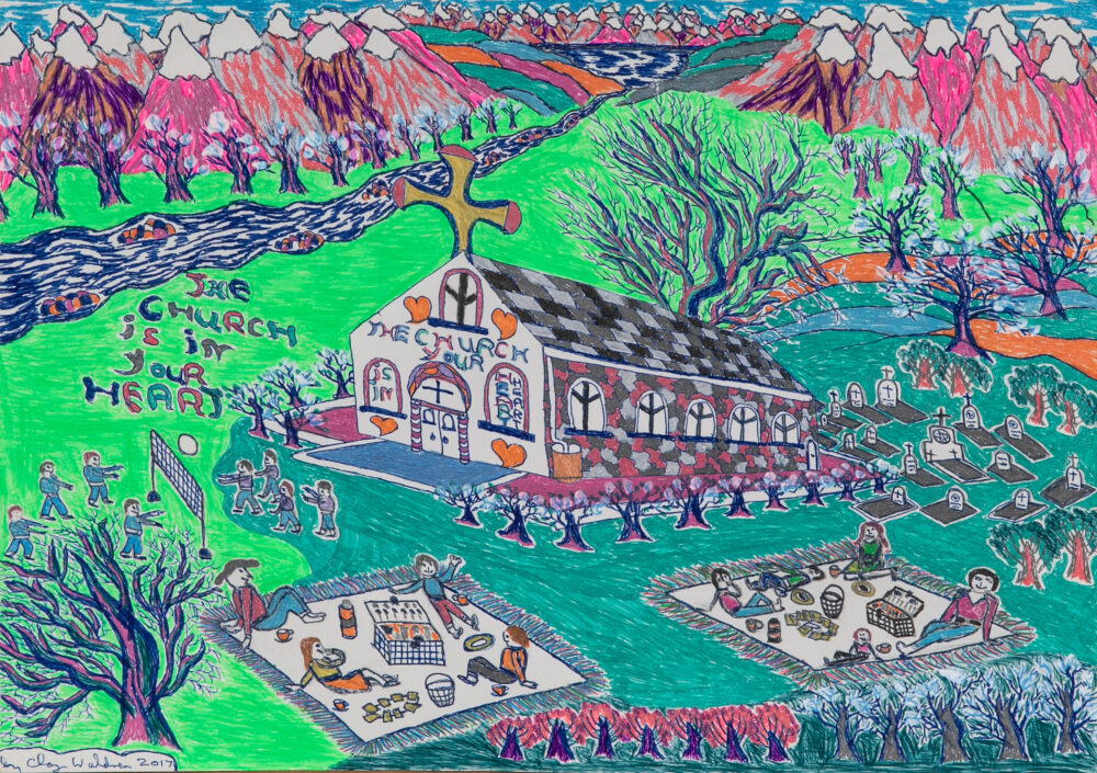 Chaz Waldren | The Church is in your Heart 44 5x57cm coloured pen on paper}