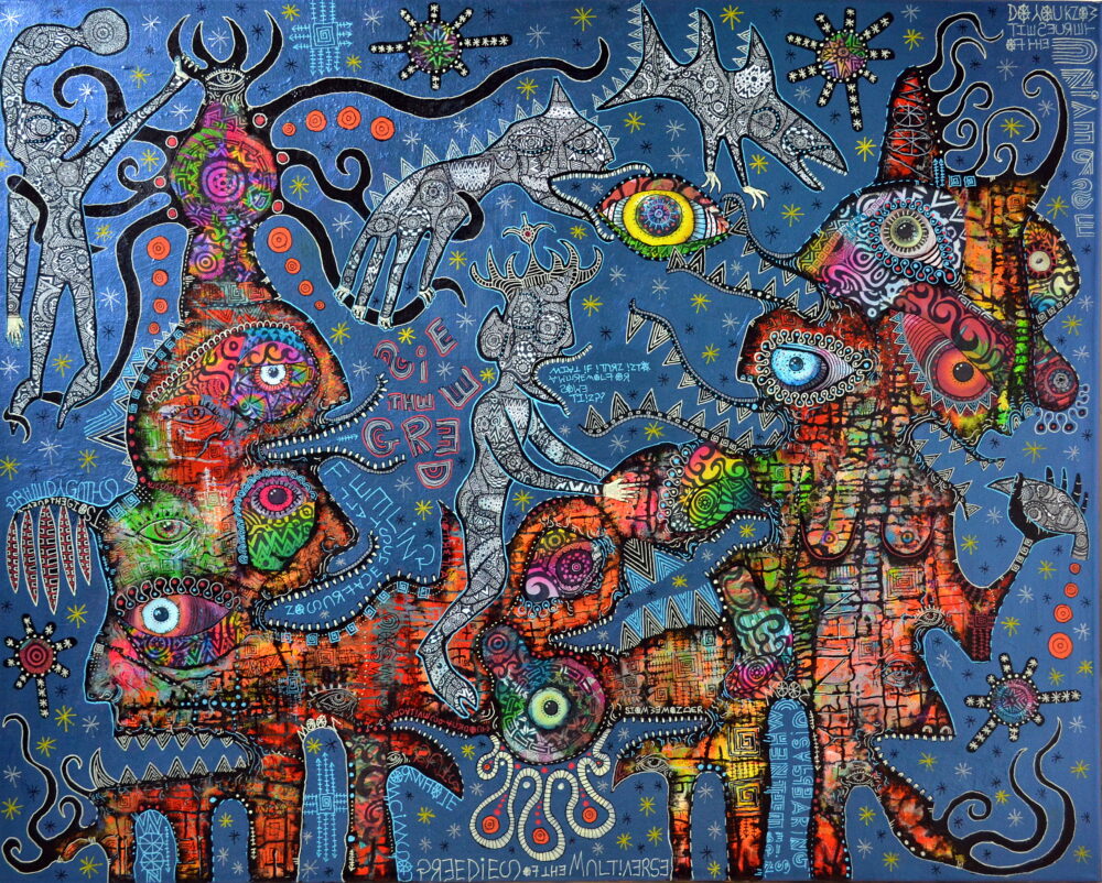 Greg Bromley | Do the greedies know the secret of the Universe 100x80cm mixed media}