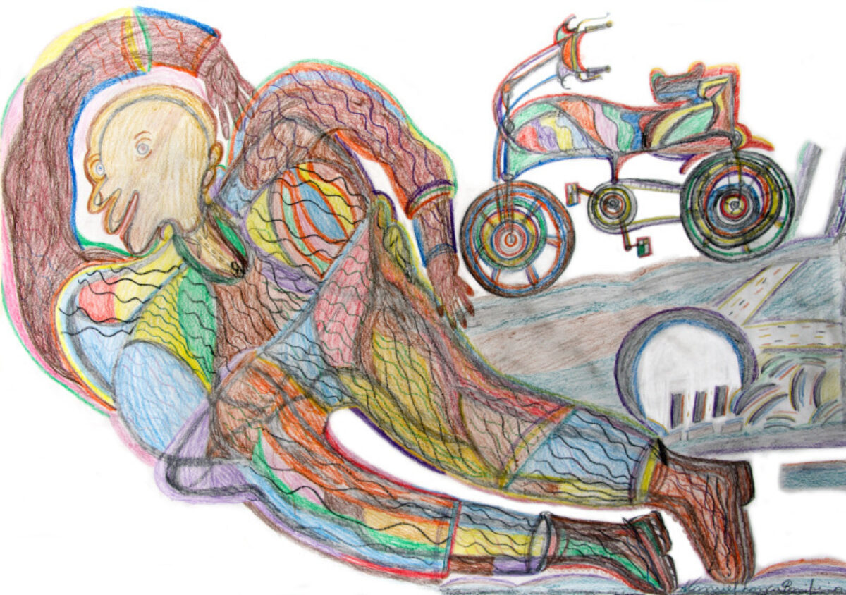 Manuel Bonifacio | Motorbike and Man 59 5 x 84cm coloured pencil on paper